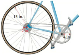 Chapter 6.1, Problem 92E, Bicycle Wheel The sprockets and chain of a bicycle are shown in the figure. The pedal sprocket has a 