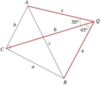 Finding A Length In The Figure Triangle Abc Is A Right Triangle Cq 6 And Bq 4 Also Aqc 30 And Cqb 45 Find The Length