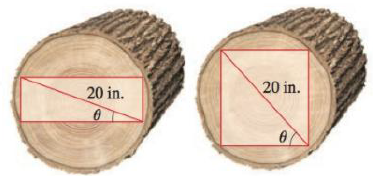 Chapter 7.3, Problem 105E, Sawing a Wooden Beam A rectangular beam is to be cut from a cylindrical log of diameter 20 in. (a) 