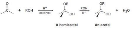 Chapter 18.SE, Problem 36MP, Aldehydes and ketones undergo acid-catalyzed reaction with alcohols to yield hemiacetals, compounds 