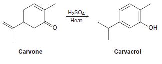Chapter 22.SE, Problem 36MP, Heating carvone with aqueous sulfuric acid converts it into carvacrol. Propose a mechanism for the 