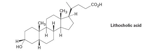 Chapter 27.6, Problem 9P, Lithocholic acid is an Aâ€“B cis steroid found in human bile. Draw lithocholic acid showing chair 
