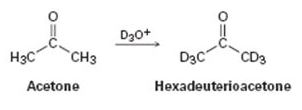 Chapter 9.SE, Problem 25MP, Reaction of acetone with D3O+ yields hexadeuterioacetone. That is, all the hydrogens in acetone are 