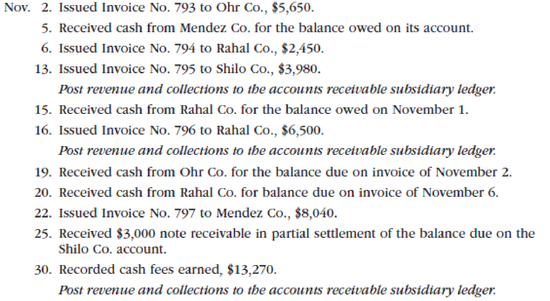 Chapter 5, Problem 2PA, Transactions related to revenue and cash receipts completed by Albany Architects Co. during the , example  1