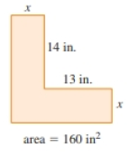 Chapter 1.4, Problem 72E, Geometry Find the length x if the shaded area is 160 in2 . 