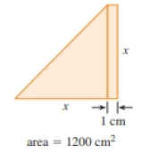 Chapter 1.4, Problem 73E, Geometry Find the length x if the shaded area is 1200cm2 . 