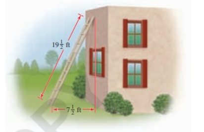 Chapter 1.4, Problem 90E, Reach of a Ladder A 1912 ft kidder leans against a building. The base of the ladder is 712 ft from 