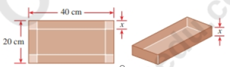 Chapter 3.2, Problem 89E, Volume of a Box An open box is to constructed from a piece of cardboard 20 cm by 40 cm by cutting 