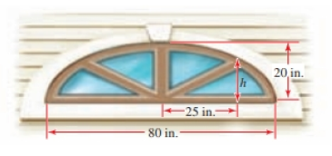 Chapter 7.2, Problem 69E, Sunburst Window A “sunburst” window above a doorway is constructed in the shape of the top half of 