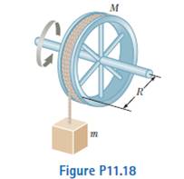 Chapter 11, Problem 11.18P, A counterweight of mass m = 4.00 kg is attached to a light cord that is wound around a pulley as in 