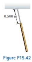 Chapter 15, Problem 15.42P, A very light rigid rod of length 0.500 m extends straight out from one end of a meterstick. The 