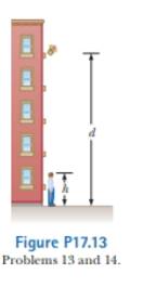 Chapter 17, Problem 17.13P, A flowerpot is knocked off a window ledge from a height d = 20.0 m above the sidewalk as shown in 