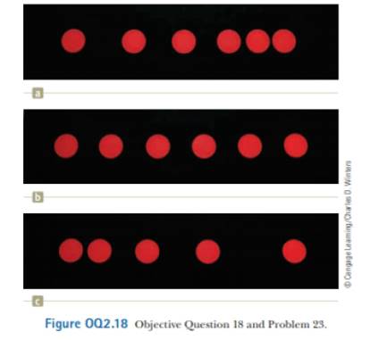 Chapter 2, Problem 2.18OQ, Each of the strobe photographs (a), (b). and (c) in Figure OQ2.18 was taken of a single disk moving 