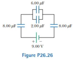 Chapter 26, Problem 26.26P, Find (a) the equivalent capacitance of the capacitors in Figure P26.26, (b) the charge on each 