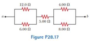 Chapter 28, Problem 28.17P, Consider die combination of resistors shown in Figure P28.17. (a) Kind die equivalent resistance 