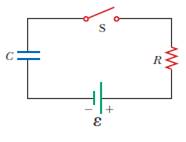 Chapter 28, Problem 28.38P, Consider a series RC circuit as in Figure P28.38 for which R = 1.00 M, C = 5.00 F, and  = 30.0 V. 