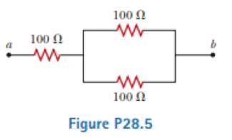 Chapter 28, Problem 28.5P, Three 100- resistors are connected as shown in Figure P28.5. The maximum power that can safely be 