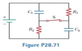 Chapter 28, Problem 28.71AP, Switch S shown in Figure P28.71 has been closed for a long lime, and the electric circuit carries a 