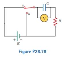 Chapter 28, Problem 28.78AP, The circuit shown in Figure P28.78 is set up in the laboratory to measure an unknown capacitance C 