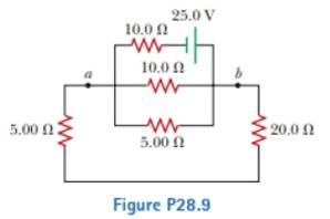 Chapter 28, Problem 28.9P, Consider the circuit shown in Figure P28.9. Find (a) the current in the 20.0- resistor and (b) the 
