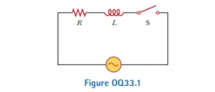 Chapter 33, Problem 33.1OQ, An inductor and a resistor are connected in series across an AC source as in Figure OQ33.1. 