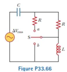 Chapter 33, Problem 33.66AP, A capacitor, a coil, and two resistors of equal resistance are arranged in an AC circuit as shown in 