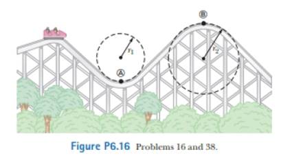Chapter 6, Problem 6.16P, A roller-coaster car (Fig. P6.16) has a mass of 500 kg when fully loaded with passengers. The path 