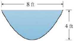 Chapter 8, Problem 12RE, A trough is filled with water and its vertical ends have the shape of the parabolic region in the 