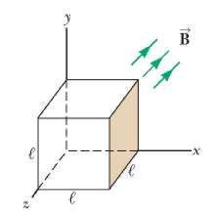 Chapter 30, Problem 47P, A cube of edge length l = 2.50 cm is positioned as (M shown in Figure P30.47. A uniform magnetic 