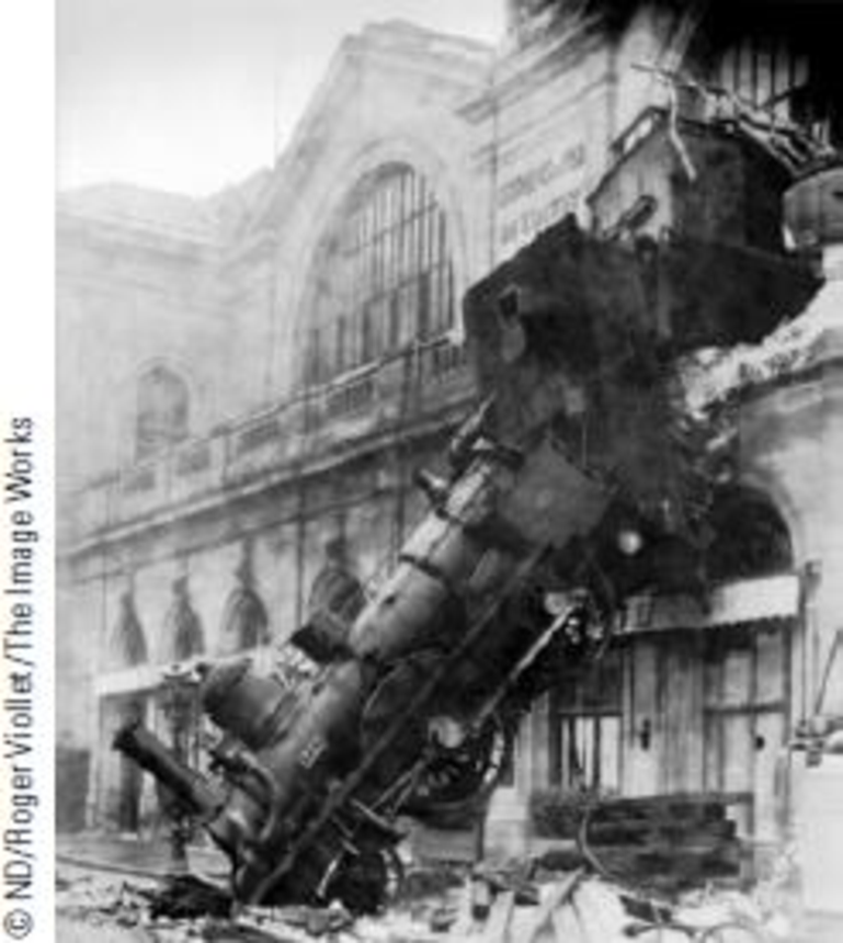 Chapter 5, Problem 2OQ, In Figure OQ5.2, a locomotive has broken through the wall of a train station. During the collision, 