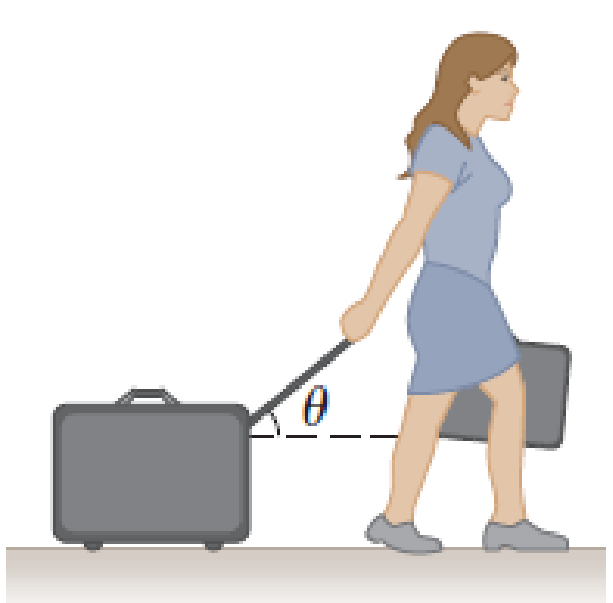 Chapter 5, Problem 60P, A woman at an airport is towing her 20.0-kg suitcase at constant speed by pulling on a strap at an 