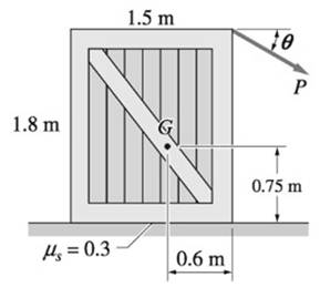 Chapter 7, Problem 7.29P, The 80-kg crate has its center of gravity at G. Determine the smallest force P that will initiate 