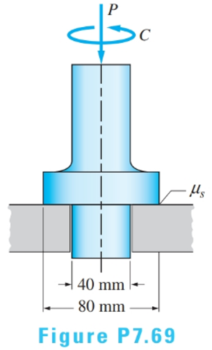 Chapter 7, Problem 7.69P, The collar bearing carries the axial load P = 400 N. Assuming uniform pressure between the collar 