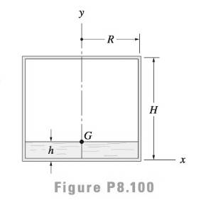 Chapter 8, Problem 8.100P, The cylindrical water tank with R = 10 ft and H = 1.6 ft has thin steel walls of uniform thickness 