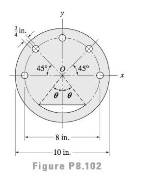 Chapter 8, Problem 8.102P, Five 34-in. diameter holes are to be drilled in a uniform plate. Determine the angle  for the 