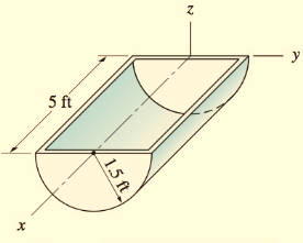 Chapter 8, Problem 8.139RP, The sheet metal trough has a uniform wall thickness. Determine the coordinates of its center of 