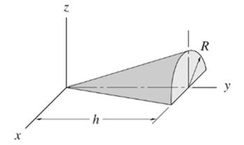 Chapter 8, Problem 8.46P, Use integration to compute the z-coordinate of the centroid of the half cone. 
