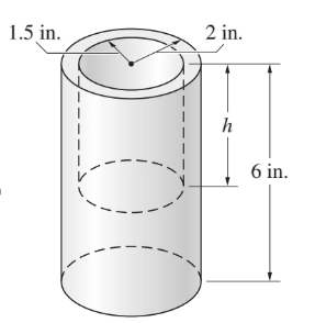 Chapter 8, Problem 8.59P, The cylindrical container will have maximum stability against tipping when its centroid is located 