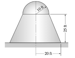 Chapter 8, Problem 8.88P, Compute the surface area of the axi-symmetric domed structure. 