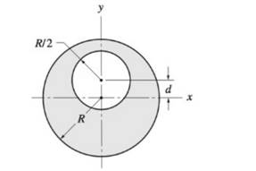Chapter 9, Problem 9.26P, A circular region of radius R/2 is cut out from the circular region of radius R as shown. For what 