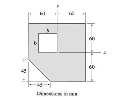 Chapter 9, Problem 9.49P, Determine the dimension b of the square cutout so that Ixy=0 for the region shown. 