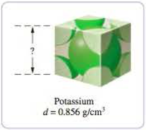 Chapter 11.9, Problem 11.12E, Potassium metal has a body-centered cubic structure with all atoms at the lattice points (sec art at 