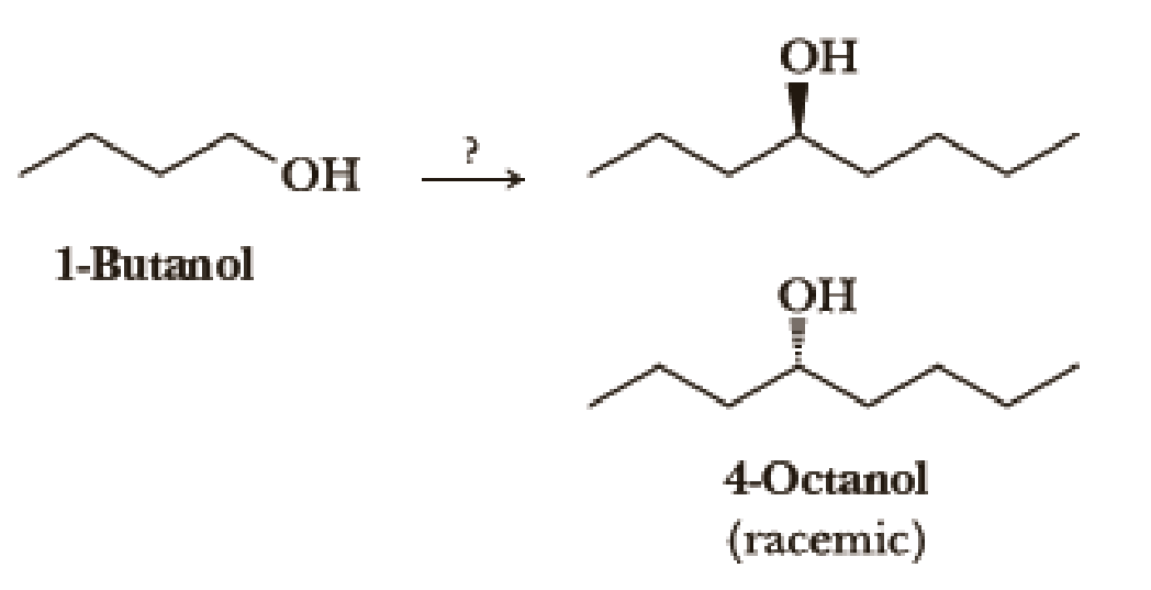 Chapter 16, Problem 16.74P, Using your reaction roadmaps as a guide, show how to convert 1-butanol into racemic 4-octanol. You 
