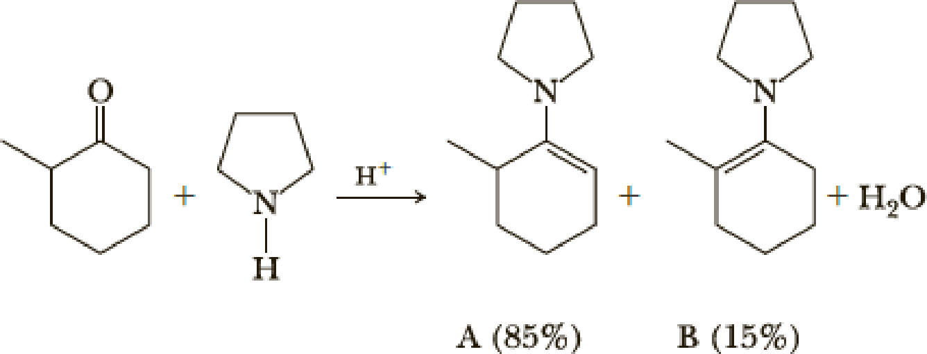 When 2-methylcyclohexanone is treated with pyrrolidine, two isomeric ...