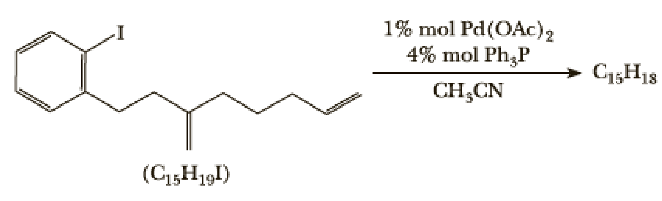 Chapter 24, Problem 24.14P, The aryl diene undergoes sequential Heck reactions to give a product with the molecular formula 