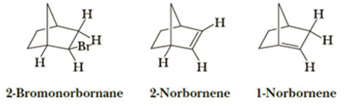 Chapter 9, Problem 9.41P, Elimination of HBr from 2-bromonorbornane gives only 2-norbornene and no 1-norbornene. How do you 