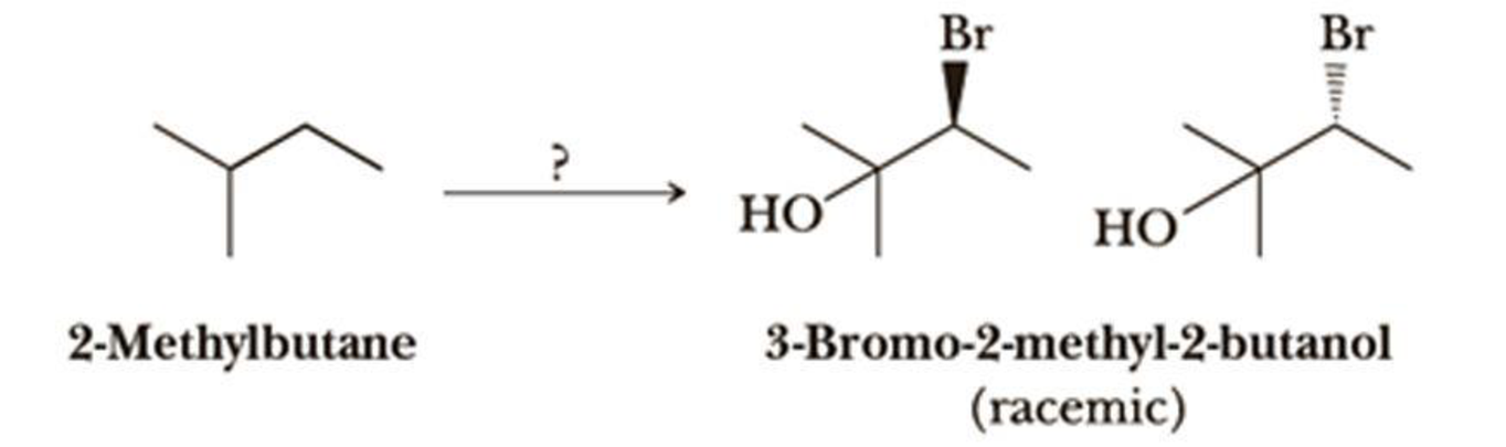 Chapter 9, Problem 9.57P, Using your reaction roadmap as a guide, show how to convert 2-methylbutane into racemic 