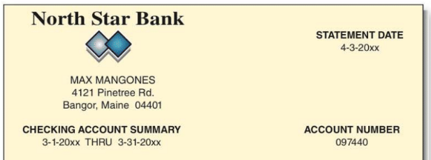 Chapter 4.II, Problem 5TIE, Using the form provided, reconcile the following bank statement and checkbook records for Max 