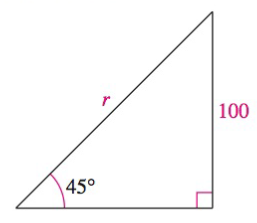 Chapter 8, Problem 44RE, Solving a Right Triangle In Exercises 4144, solve for x, y, or r as indicated. Solve for r. 