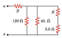 Chapter 18, Problem 13P, The resistance between terminals a and b in Figure P18.13 is 75 . If the resistors labeled R have 